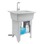 Utility Sink Laundry Tub with Washboard, Freestanding Plastic Laundry Sink with Cold & Hot Water Faucet, Indoor Outdoor Utility Sink for Laundry Room, Garage, Garden (25.6x21.65x31.5 Inch) - color: Gray, 25.6 x 21.7 x 31.5in