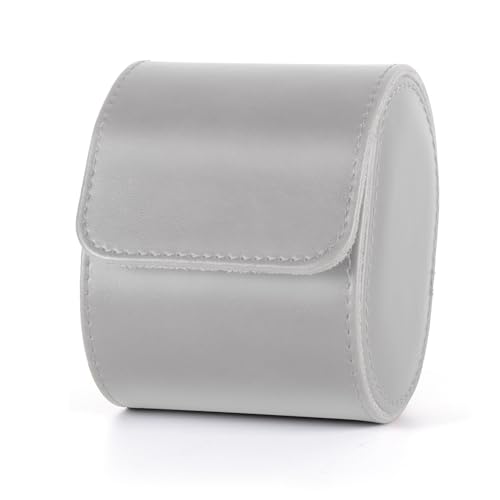 Single Leather Watch Box, Vintage Watch Roll Travel Case for Men and Women, Gray - color: Gray, size: Single