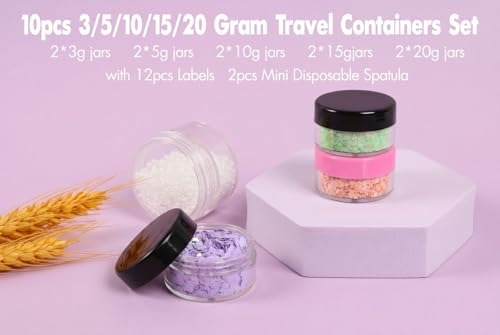 10 Pieces Travel Size Containers, 3/5/10/15/20 Gram Small Travel Containers for Cream, Lotion, Lip Balm and Toiletries, Leak Proof Sample Jars With Labels & Spatulas, Pink - color: Pink