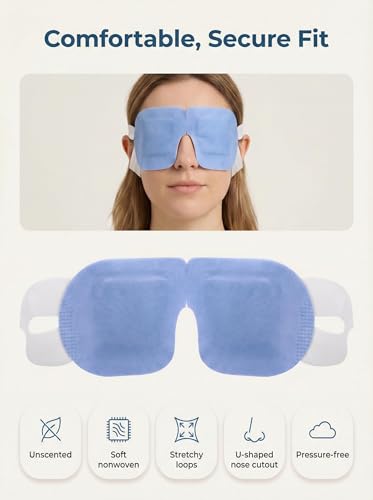 10 Packs Self Heating Steam Eye Mask: Warm Eye Compress for Dry Eyes, Stye Eye Treatment - Disposable Moist Heated Sleep Mask for Tired Eyes & Headache Relief - Ideal for Travel & Spa Gift(Unscented) - color: Blue -10 PCS