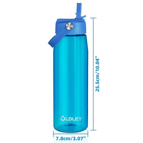 OLDLEY 32 oz Water Bottle with Straw, Leakproof Sports Water Bottle with Carry Strap, BPA-Free Large Water Bottles for Home,Travel, School, Outdoors, Gym, Tritan, Blue - color: Blue