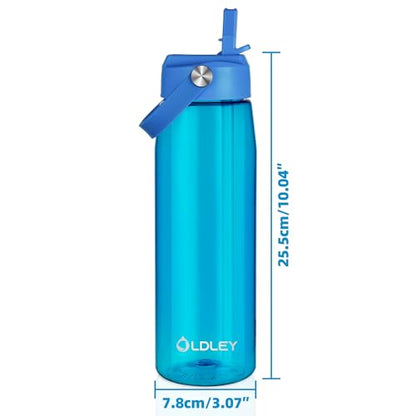 OLDLEY 32 oz Water Bottle with Straw, Leakproof Sports Water Bottle with Carry Strap, BPA-Free Large Water Bottles for Home,Travel, School, Outdoors, Gym, Tritan, Blue - color: Blue