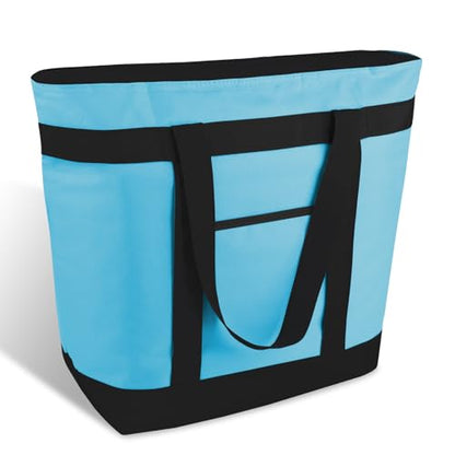 mosago Commercial Insulated Food Delivery Bag 39L, Heavy Duty Thermal Catering Tote with Zipper, Leakproof Hot & Cold Transport Bag for Restaurant & Professional Drivers, Blue - color: Blue