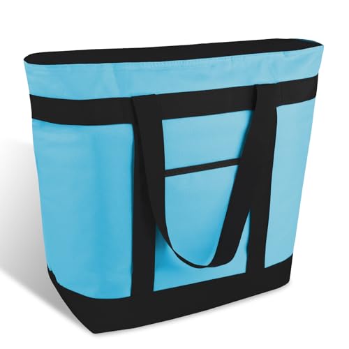 mosago Commercial Insulated Food Delivery Bag 39L, Heavy Duty Thermal Catering Tote with Zipper, Leakproof Hot & Cold Transport Bag for Restaurant & Professional Drivers, Blue - color: Blue