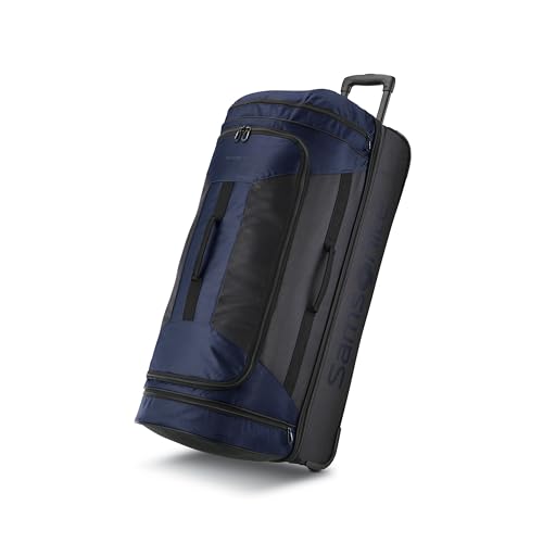 Samsonite Andante 2 Wheeled Duffel Bag – 32-Inch Durable Rolling Luggage with Inline Skate Wheels, Push-Button Handle & Spacious Compartments – Travel-Friendly and Lightweight- Navy/Black - color: Navy/Black, size: 32-Inch