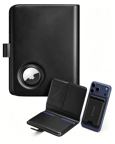 Stouchi Quick-Draw AirTag Passport Holder, 1-Sec Pull Strap Magnetic Case - color: Black