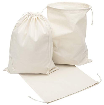 DR 100% Cotton Muslin Drawstring Bags (12x16 Inch - 6-Pack) Large Beige Fabric Cotton Shoe Bag and Storage Pouches for Shoes Storage Pantry Gifts Laundry Travel