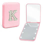 Bridesmaid Gifts for Wedding Day Pearl Initial Travel Makeup Pocket Mirror with Lights Pink 1X/2X Magnification LED Cute Compact Mirror Bridal Shower Gifts Bridesmaid Proposal Gifts (K) - color: K
