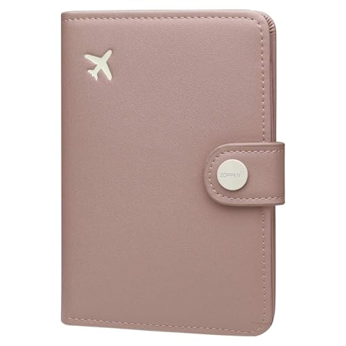 ZOPPEN Passport Holder for Travel Essentials, RFID Blocking PU Leather Water-Resistant Lightweight Passport Cover with Multiple Card Slots, Easy to Carry Travel Wallet for Women Men, Dusty Pink - color: #33 Dusty Pink