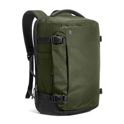 tomtoc Travel Backpack 40L, TSA Friendly Flight Approved Carry-on Luggage Hand Water-resistant Lightweight Business Rucksack, Durable Large Weekender Bag Daypack Fits 17.3 Inch Laptop - color: Green-ripstop, size: 40L