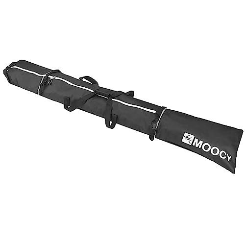 MOOCY Ski Bag for Air Travel, Unpadded Snow Bag Fits Skis Up to 200cm, Carrying Bag for Adults and Children - color: Black with White Trim