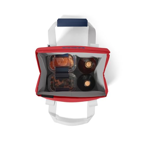YETI Daytrip 14L Insulated Soft Cooler Tote Bag - color: Rescue Red/Navy/White