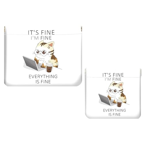 2 PCS PU Leather Small Makeup Bag Set for Purse,No Zipper Self-closing Cosmetic Bag, Portable Coin Purse Lipstick Accessories Organizer Travel Toiletry Storage Pouch for Women,Angry Cat - color: Angry Cat