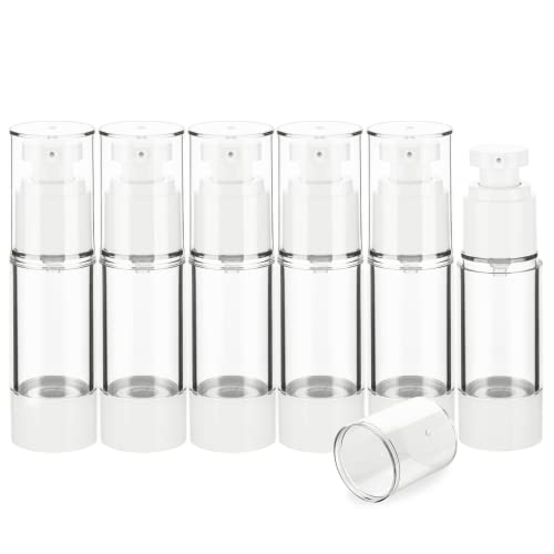 1OZ/30ML Clear Airless Pump Bottles, Lotion Dispenser Travel with Pump, Vacuum Plastic Travel Size Lotion Bottle for Foundation, Creams, Cosmetic(6 Pack) - size: 1oz / 30ml (6 pcs)