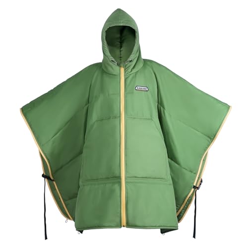 Camping Shawl Blanket, Large Wearable Blanket, 75x55 Inch Cape Windproof Waterproof Portable Warm for Outdoor, Sports, Travel, Car - color: Green
