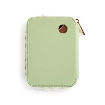 DEMDACO Passport Wallet With RFID Protection and Built In Tracker Holder 4 x 6 Inch Vegan Leather Sage Green - color: Sage Green