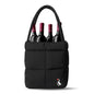 PUFT Puffer Wine Tote Bag – Insulated Wine Bottle Carrier for Bottles – Trendy Quilted Wine Bag - color: 4 Bottles Black