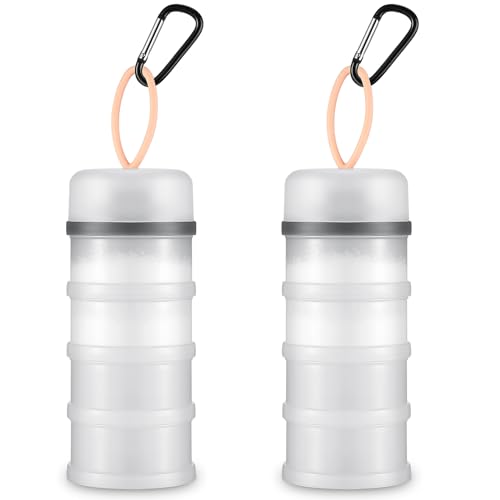 Baderke 2 Pcs Protein Powder Container with Funnels Stand, 4 Stackable Leakproof Protein Powder Dispenser, Portable Keychain Powder Container for Workout, Fitness, Travel(White) - color: White