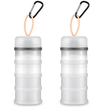 Baderke 2 Pcs Protein Powder Container with Funnels Stand, 4 Stackable Leakproof Protein Powder Dispenser, Portable Keychain Powder Container for Workout, Fitness, Travel(White) - color: White