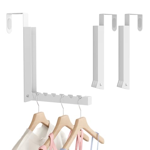 Over The Door Hanger Folding Clothes Drying Rack, Folding Hanging Clothes Rack for Indoor Laundry Room Bathroom Compact Small Space Foldable Portable Over Door Hanging Hook Collapsible - color: White