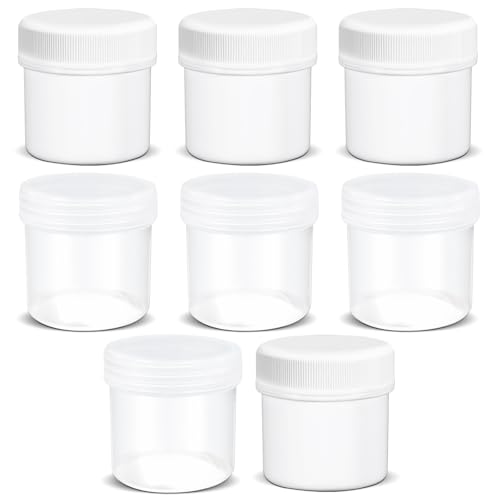 TSA Approved Wide Mouth Travel Size Containers, PP Clear & White Leak Proof Travel Plastic Jars with Lids for Creams Lotion Cosmetic, Jewelry Beads, Sample, Small Items Storage (1.7 oz, 8 Pcs) - color: Clear + White, size: 1.7 oz