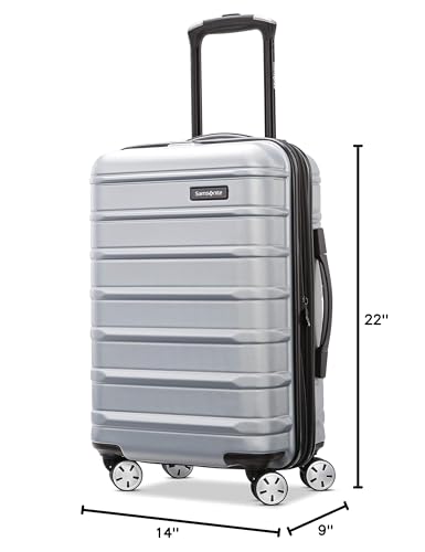 Omni 2 Airline Approved Carry-On Luggage – Stress-Free Size Meets 22x14x9" Requirements – For Fast Trips & Avoiding Baggage Fees – Dual 360° Spinner Wheels, USB Power Hub, Expands 1.5” – Silver - color: Arctic Silver, size: Carry-on Spinner