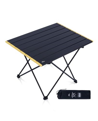iClimb Ultralight Compact Camping Folding Table with Carry Bag (Black - L) - color: Black, size: Large
