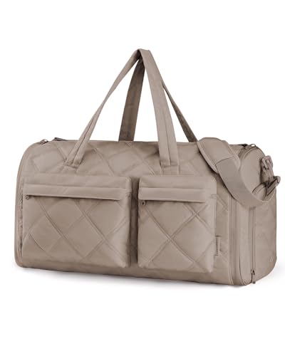 BAGSMART Garment Duffel Bag, Convertible 2-in-1 Puffy Water-Resistant Carry-On with Shoe Compartment (A-Khaki) - color: A-Khaki