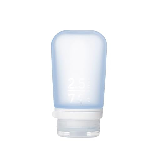 humangear GoToob+ (Medium) | Refillable Silicone Travel Bottle | Locking Lid | Food-Safe Material | Blue, Medium (2.5 fl.oz.; 74ml) - color: Blue, size: 2.5 Ounces