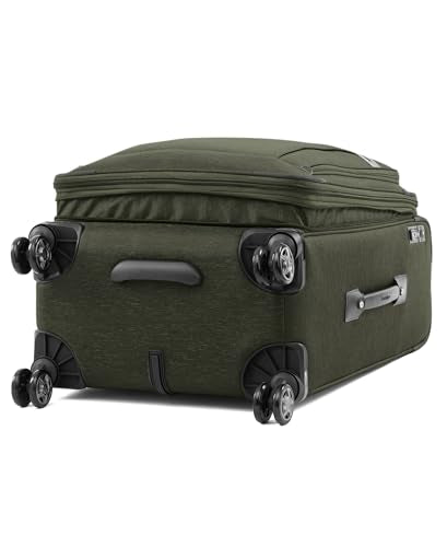 Travelpro Platinum Elite Softside Expandable Checked Luggage, 8 Wheel Spinner Suitcase, TSA Lock, Men and Women, Pilot Green, Checked Medium 25-Inch - color: Pilot Green, size: Checked-Medium 25-Inch