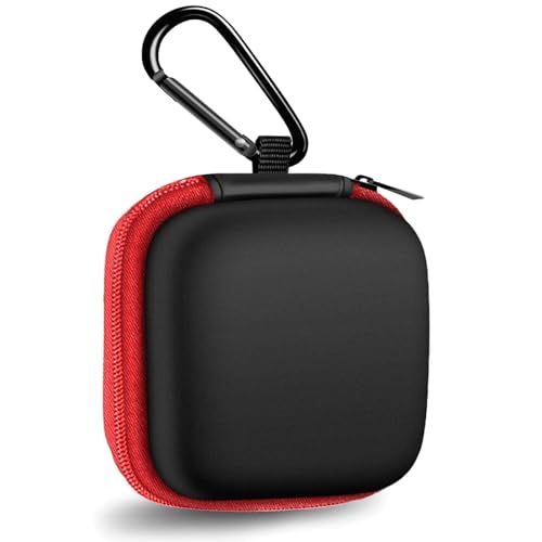 Square Earbud Case Portable EVA Carrying Case Storage Bag Tech Pouch Cell Phone Accessories Organizer with Carabiner for Earphone, Earbud, Earpieces, SD Memory Card, Camera Chips, Red - color: C5-square red