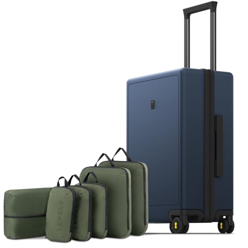 LEVEL8 Carry on Luggage Airline Approved, Small Carry on Suitcases with Wheels, Lightweight Hardside Textured Luggage for Travel, Tsa Approved, 20-Inch, Navy - color: Navy, size: Carry-On 20 Inch + 6PC