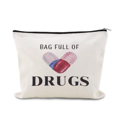 YangQian Funny Medication Bag for Women Nurse Practitioner Birthday Christmas Gifts for Women Patient Pharmacist Medicine Pill 0rganizer Bag Pouch with Zipper Meds Bags Full of Drugs Pouch - color: Bag Full of Drugs Style1