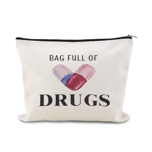 YangQian Funny Medication Bag for Women Nurse Practitioner Birthday Christmas Gifts for Women Patient Pharmacist Medicine Pill 0rganizer Bag Pouch with Zipper Meds Bags Full of Drugs Pouch - color: Bag Full of Drugs Style1