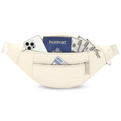 MAXTOP Large Crossbody Fanny Pack with 4-Zipper Pockets,Gifts for Enjoy Sports Festival Workout Traveling Running Casual Hands-Free Wallets Waist Pack Phone Bag Carrying All Phones - color: Apricot, style: Large Fanny Pack(4 Zipper Pockets)
