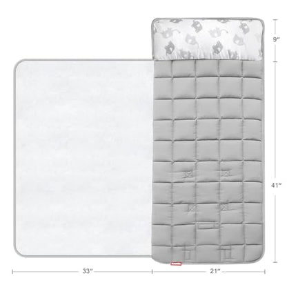 Moonsea Nap Mat for Toddlers Elephant with Pillow Blanket, Lightweight Perfect for Toddlers Preschool, Daycare, Travel Sleeping Bag Boys Girls, 21" x 50" Fit on a Standard Cot - color: elephant