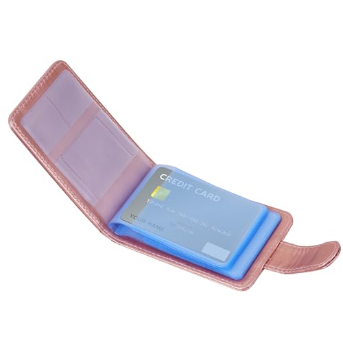 Wisdompro Credit Card Holder, Slim Leather RFID Blocking Wallet Debit Card Protector Organizer Case (Build in 20 Card Slot & 6 Small Cells for Memory Cards)-Horizontal Rose Gold - color: Rose Gold, size: Horizontal