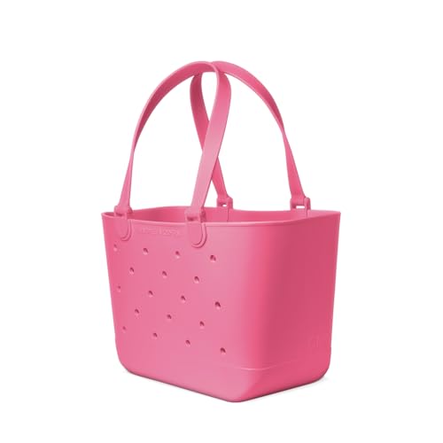 Simple Modern Large Beach Bag | Waterproof Getaway Rubber Tote with Zipper Pocket for Travel, Pool, Boat, Groceries, Sports | Velvet Pink | Large - color: Velvet Pink, style: Large