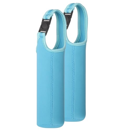 uxcell 2pcs Neoprene Carrier Water Bottle Sleeve, 15.5-20oz Insulated Water Glass Bottle Carrier Bag Collapsible Drink Bottle Sleeve Cover Holder with Handle, Blue - color: Blue