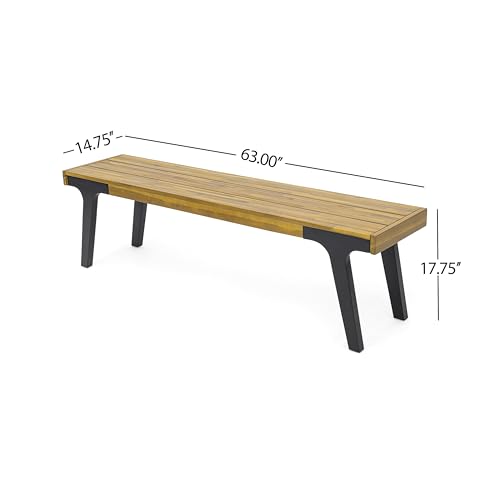 Christopher Knight Home 3 Piece Patio Dining Table,Acacia Wood Table Bench Dining Set,2 Wood Benches with 69'' Large Dining Table,Industrial Style Dining Furniture Set for Outdoor Deck, Yard, Porch