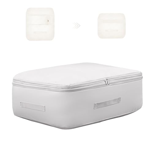 Ultra Space Saving Self Compression Organizer, Comforter Storage Bag for Clothes, Blankets, Pillows, Duvet, Comforters, Bedding Sets and Much More (Gray,L - 54 * 42 * 30cm) - color: Gray, size: L - 54*42*30cm