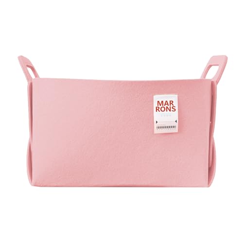 Collapsible Felt BABYPINK Storage Bin Large 14.6"x9.4"x9.4" – Foldable Basket with Handles for Closet, Laundry Room Organization, Toy Storage, Decorative Storage Bins for Shelves, Nursery - color: BABYPINK, size: LARGE
