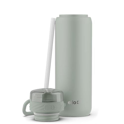 Ello Cooper 22oz Stainless Steel Water Bottle with Straw and Carry Handle, Double Walled and Vacuum Insulated Metal, Leak Proof Locking Lid with Soft Silicone Spout, Reusable, BPA Free, Sage - color: Sage, size: 22 Ounces
