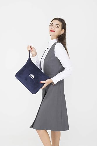 BlueHills Premium Soft Travel Blanket Pillow Airplane Blanket Packed in Soft Bag Pillowcase with Hand Luggage Belt Compact Pack Large Long Flight Essentials Portable Navy Blue T002 - color: Navy-1pk-t002