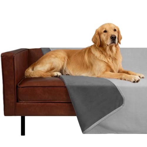 Ameritex Pet Bed Blanket Reversible 100% Waterproof Velvet Super Soft for Sofa and Bed - color: Silvergrey+grey, size: 40x60 Inches