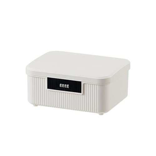 RUIAN Lockable Storage Container Bin, 2.3 Gallon Security Portable Combination Lock Plastic Box, Locked Security Box Suitable for Storing Important Items and Documents (Milk white) - color: Milk White, size: 2.3gallon (1 Box)