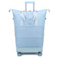 Expandable Rolling Travel Bag with Removable Wheels & Handle, Large Capacity Wheeled Duffle Tote, Foldable Carry On Luggage for Women, Lightweight Weekender Overnight Bag (LightBlue) - color: LightBlue