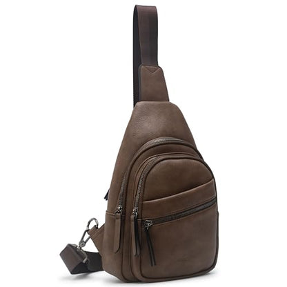 Alldaily Large Sling Bag for Women Crossbody Purse Leather Fashionable Trendy Chest Bag for Travel, Fanny Pack (Chocolate) - color: Chocolate