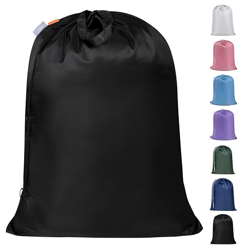 Polecasa Extra Heavy-Duty Laundry Bag 28x36”- Machine Washable Large Storage Bag with Reinforced Handles & Drawstring Closure & ID Tag for College Dorm Travel -Black - color: Black, size: 28" x 36" | 1 Pack