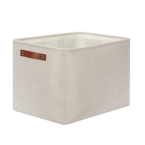 DULLEMELO Storage Baskets Large 16"x12"x12" Tall Rectangular Baskets Fabric Storage Bins for Organizing [1 Pack] Collapsible Linen Shelf Baskets for Clothes, Toys, Closet, Laundry (Beige) - color: Beige, size: Large-16"x12"x12"